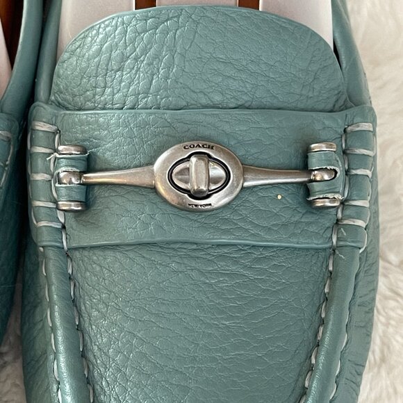 Coach Crosby Driver Turnlock Women's Mint Green Leather Loafers Size: 8.5B - Picture 4 of 10